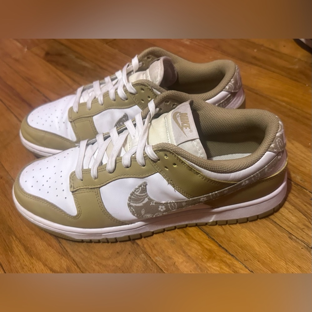 Used Nike White and Tan Sneakers